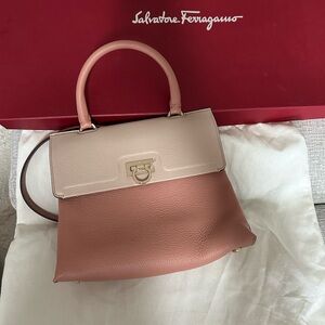 Salvatore Ferragamo Pink and Cream Satchel